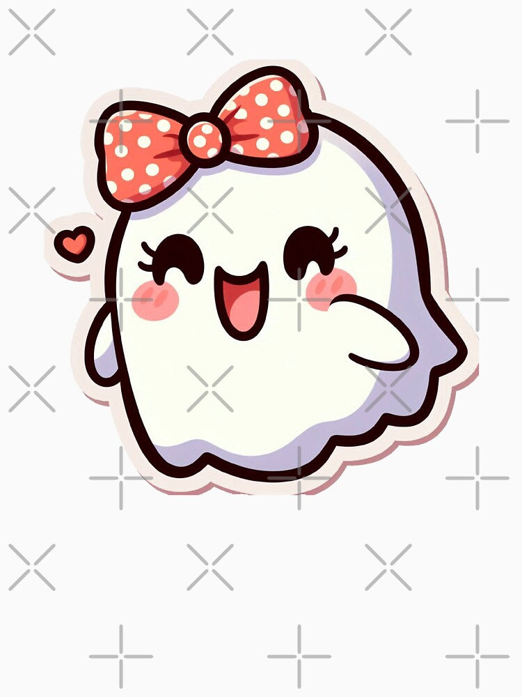 Red Polka Dot Bow Ghost by Spike The Punch Design Co.