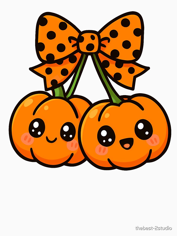 Kawaii Pumpkin With Polka Dot Bow Ribbon Halloween by thebest-2studio