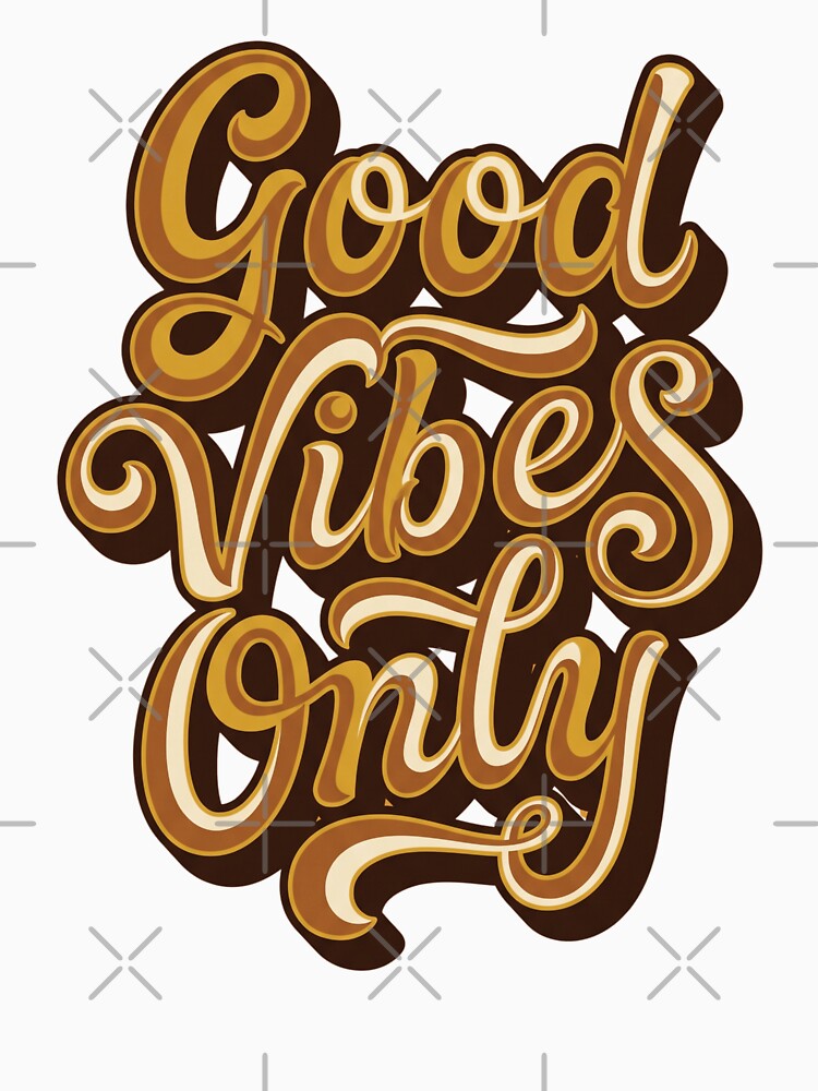 Nirozima Good Vibes Only - Retro 70s Groovy Typography T shirt by Nirozima