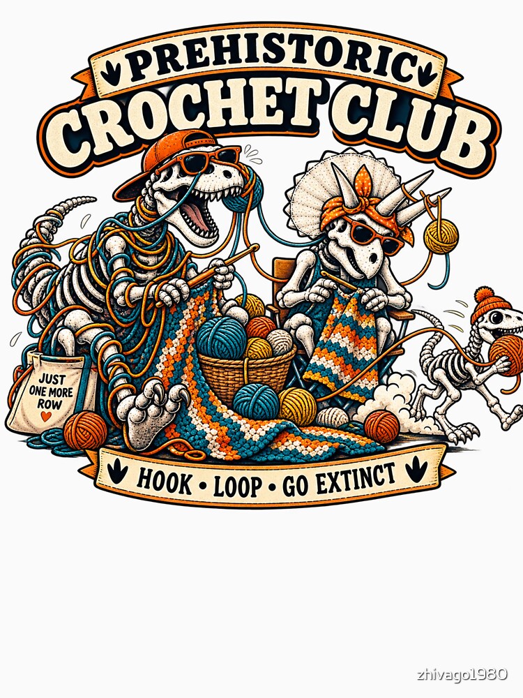 Prehistoric Crochet Club Skeleton Dinosaurs Hook Loop Go Extinct by zhivago1980