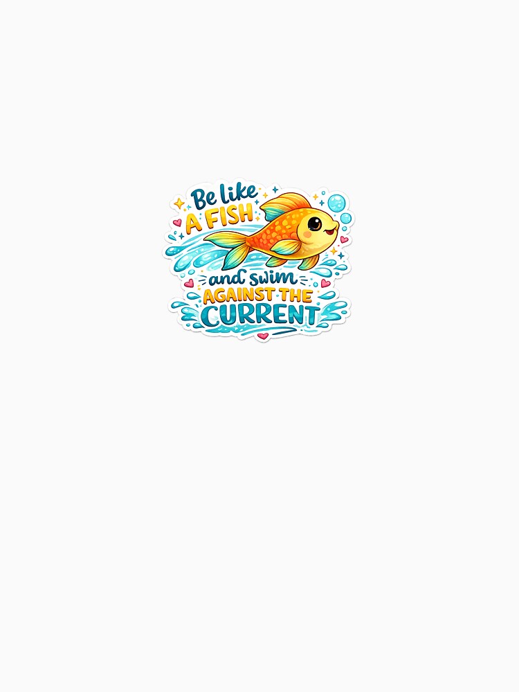 Be Like a Fish and Swim Against the Current | Motivational Fish Sticker | Inspirational Quote PNG by Ishratparween11
