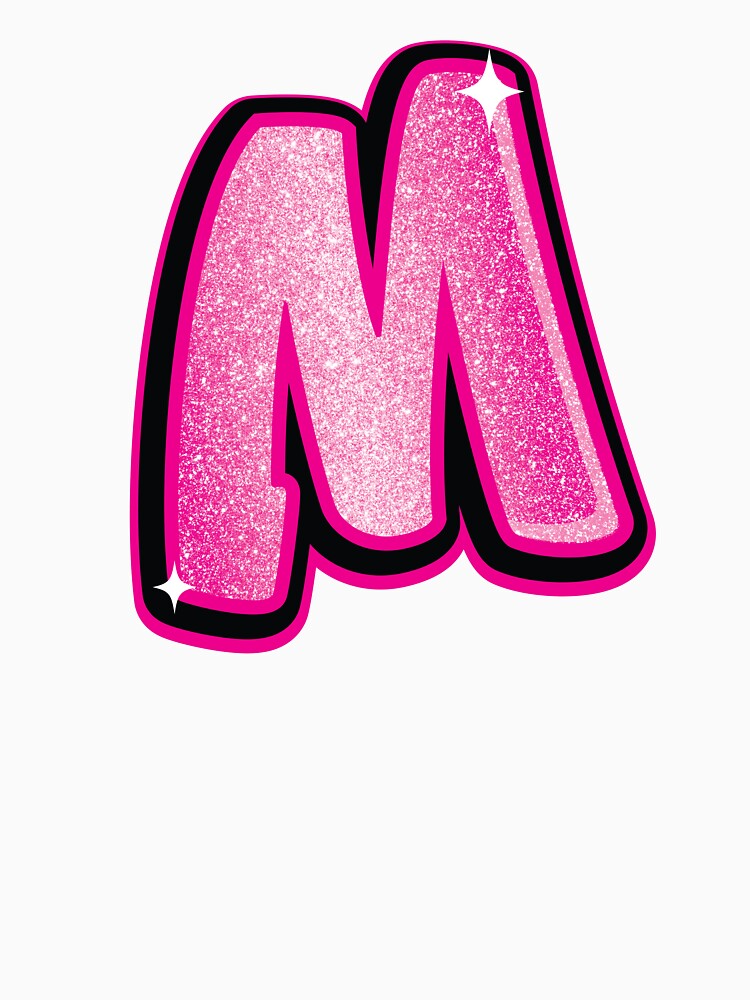 Glitter Pink M Initial Sticker by LazyCreativeCo