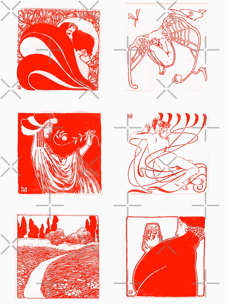 Art Nouveau Vignettes - Red by toydinosaur
