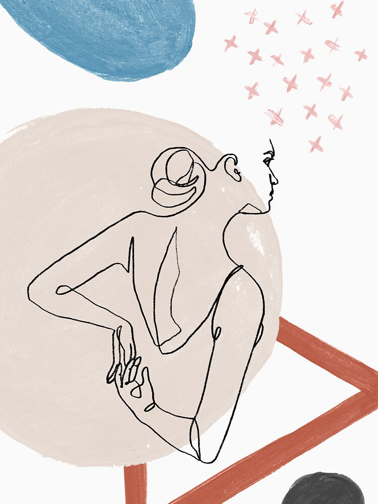 Woman Back Outline, Line Art, Line Drawing, One Line, Female by Krystian Paradowski