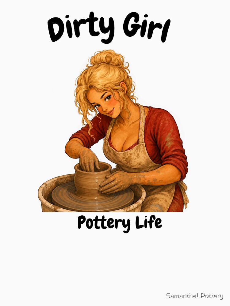 Blonde Dirty Girl on Pottery Wheel by SamanthaLPottery