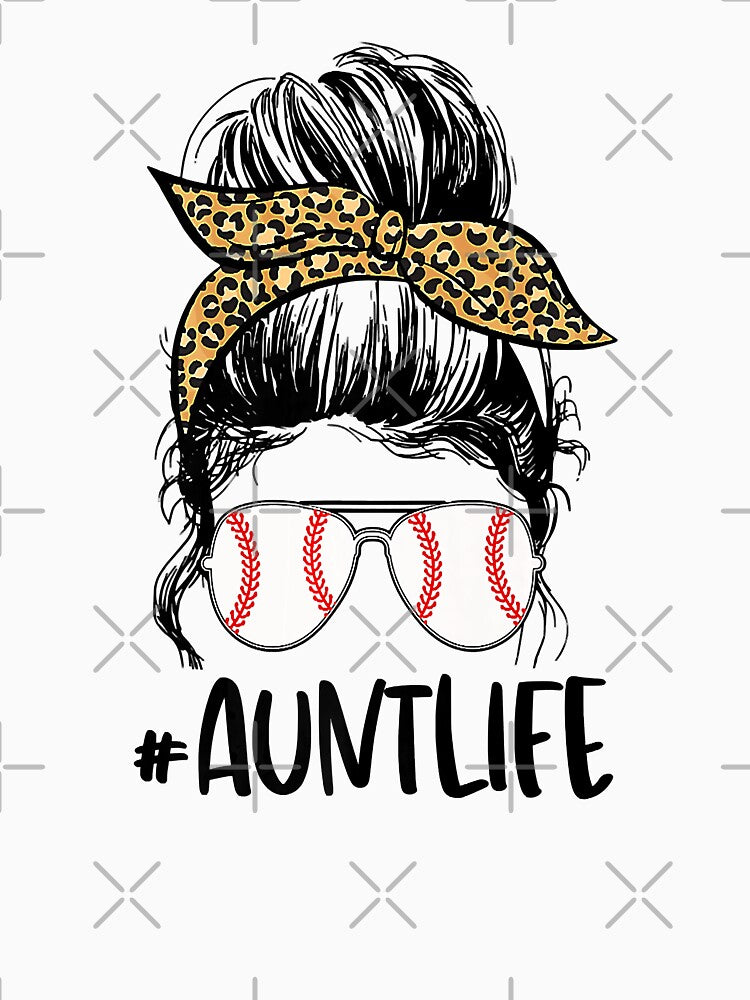 Baseball Aunt Messy Bun Auntie Life Messy Bun Mothers Day by MichelSorour