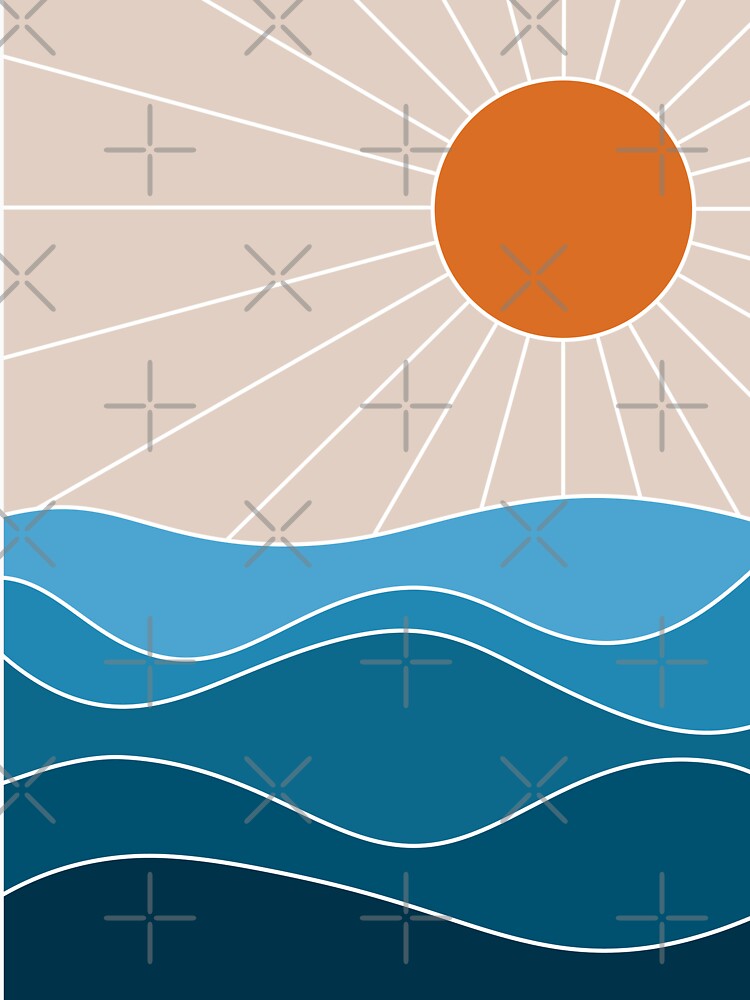 Orange Sun over Blue Waves by art-by-soma