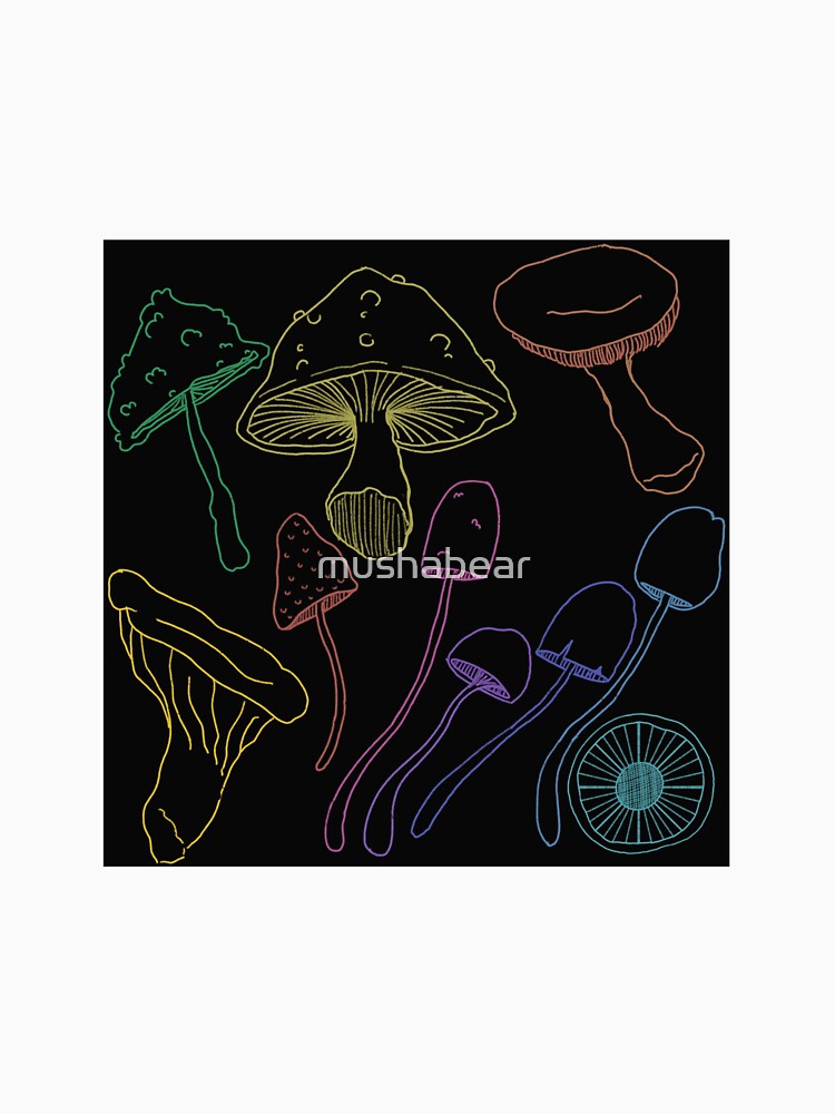 dark neon mushrooms by mushabear