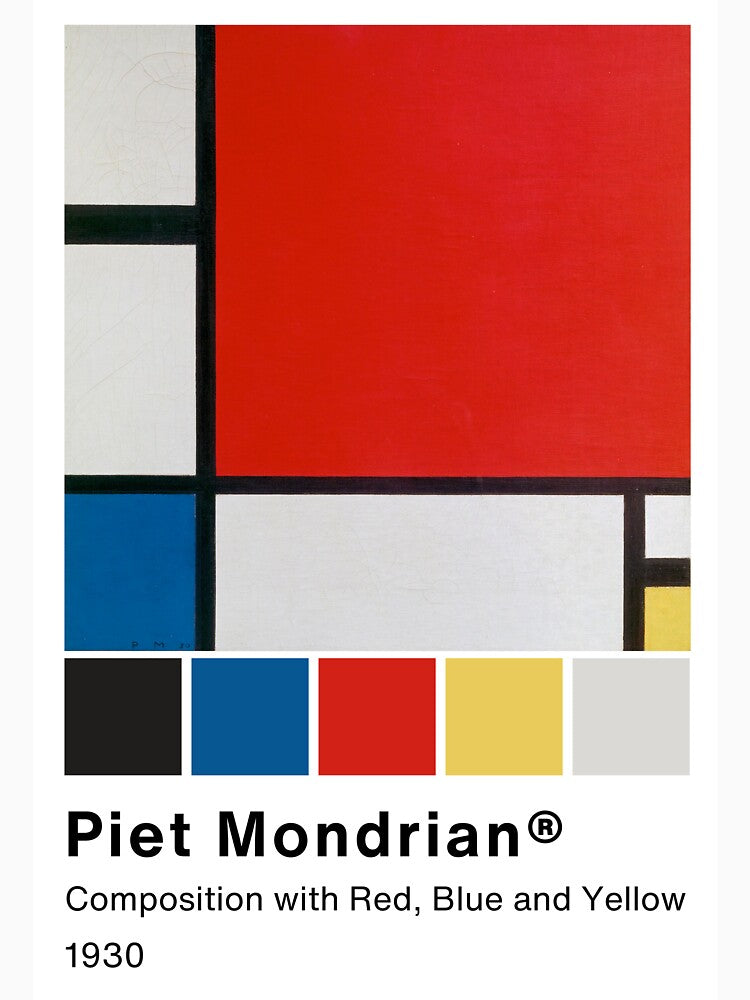 Piet Mondrian - Composition with Red, Blue and Yellow - Pantone Color swatch, Art Paintings Art history by Lemon-y-Shark