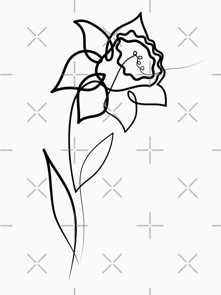Daffodil Flower Minimal art | One Line Drawing | One Line Art by One-Line-Artist