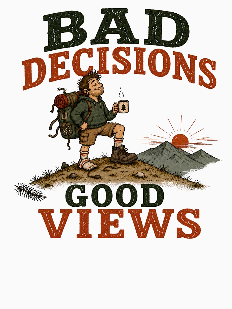 Bad Decisions Good Views Adult Camping t-shirt by TWYtees