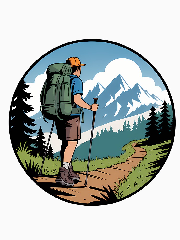 Comic Book Hiker on Mountain Trail by NiftyWrx