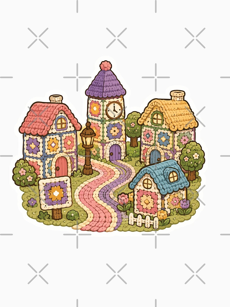 Crochet Cottage Village Cozy Granny Square by SimplePoDesign
