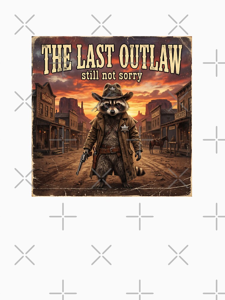 The Last Outlaw Raccoon | Funny Western Sheriff Vintage T-Shirt by DmaarGroup