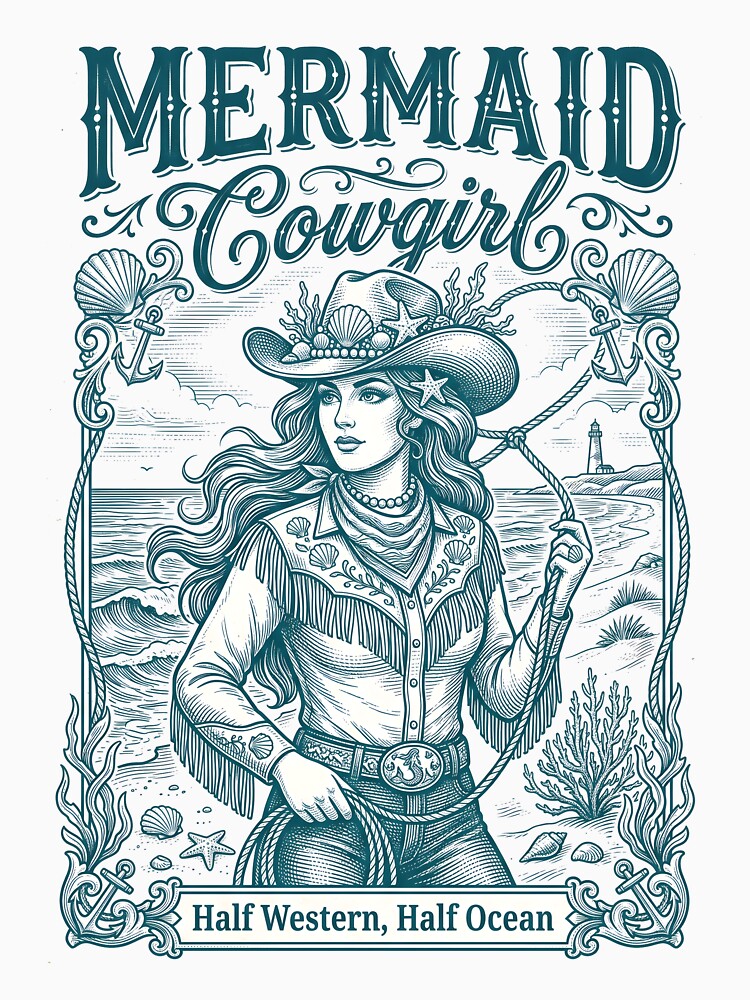 Mermaid Cowgirl – Coastal Cowgirl Lasso Design by Sea Gem