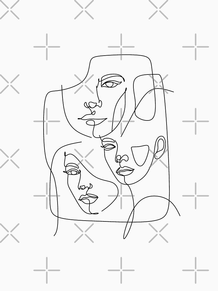 Woman Face Line Art. Woman face line drawing. Abstract Woman's Face Line Drawing Art. by OneLinePrint