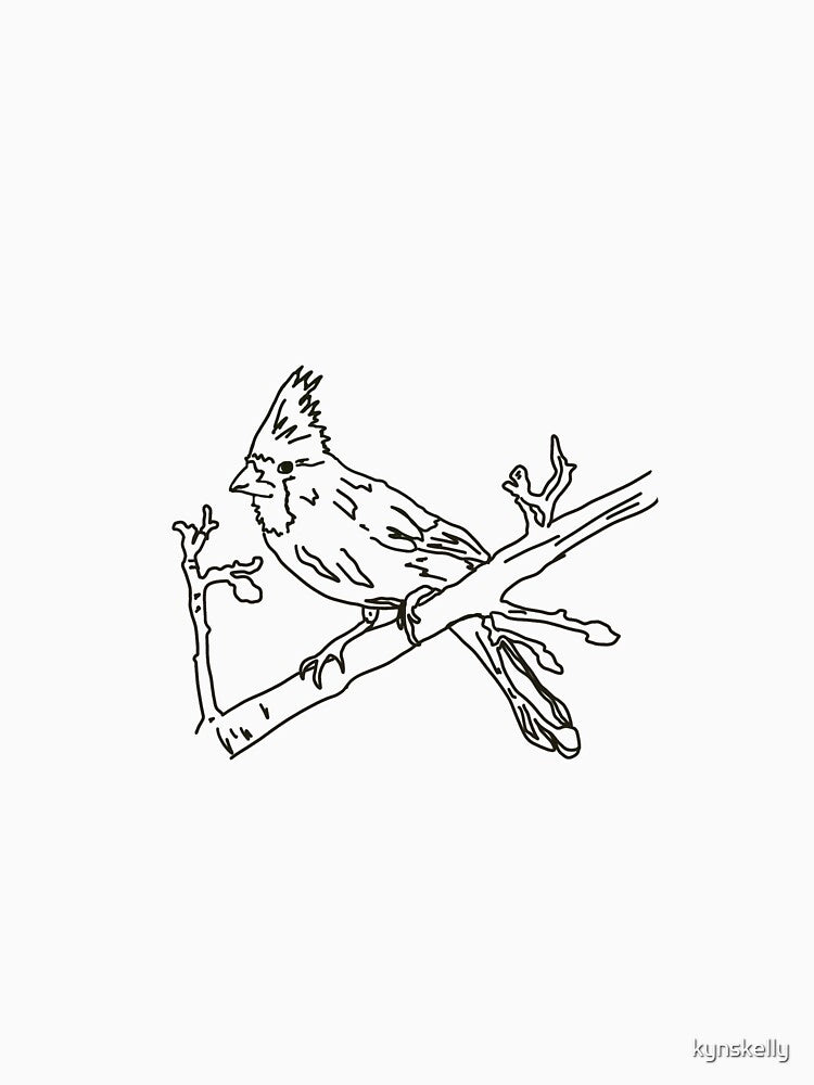 cardinal minimalist line drawing art by kynskelly