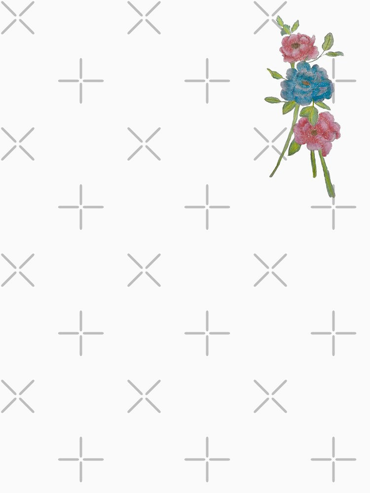 hand drawn pink and blue flower bouquet by allielibby