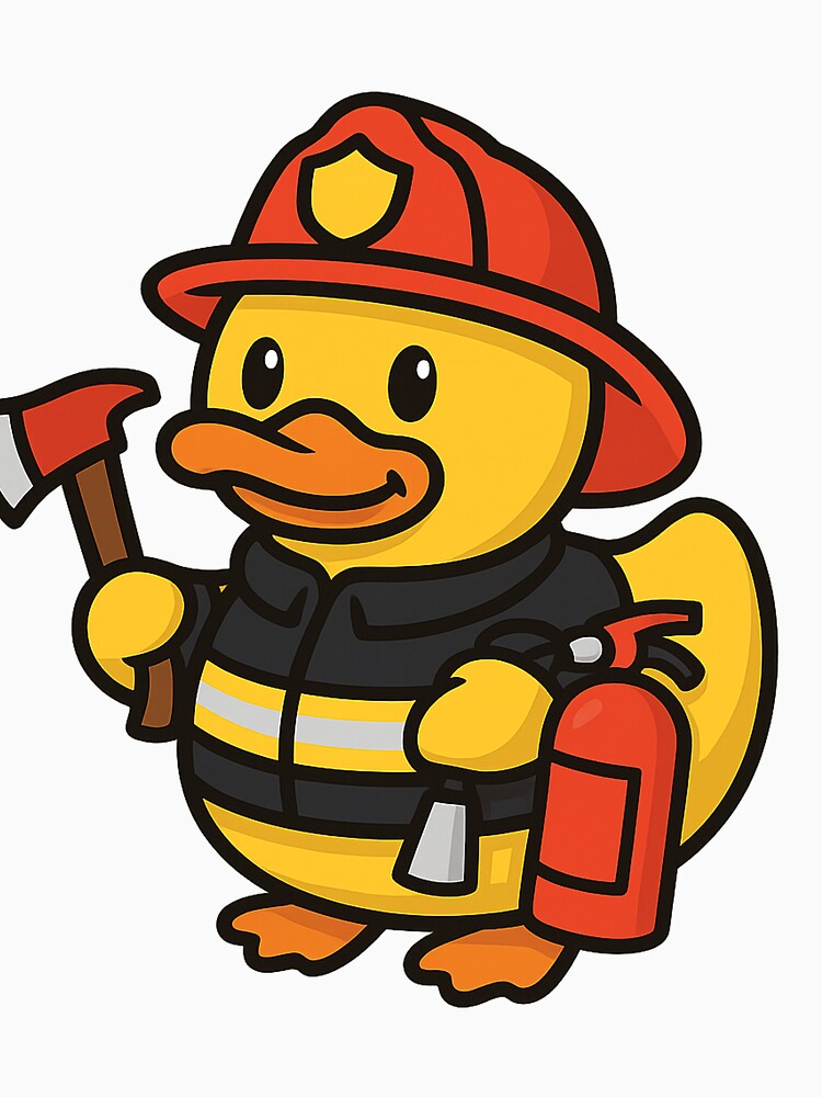 Firefighter Duck – Fun rubber duck design with axe and fire extinguisher by Patolabs