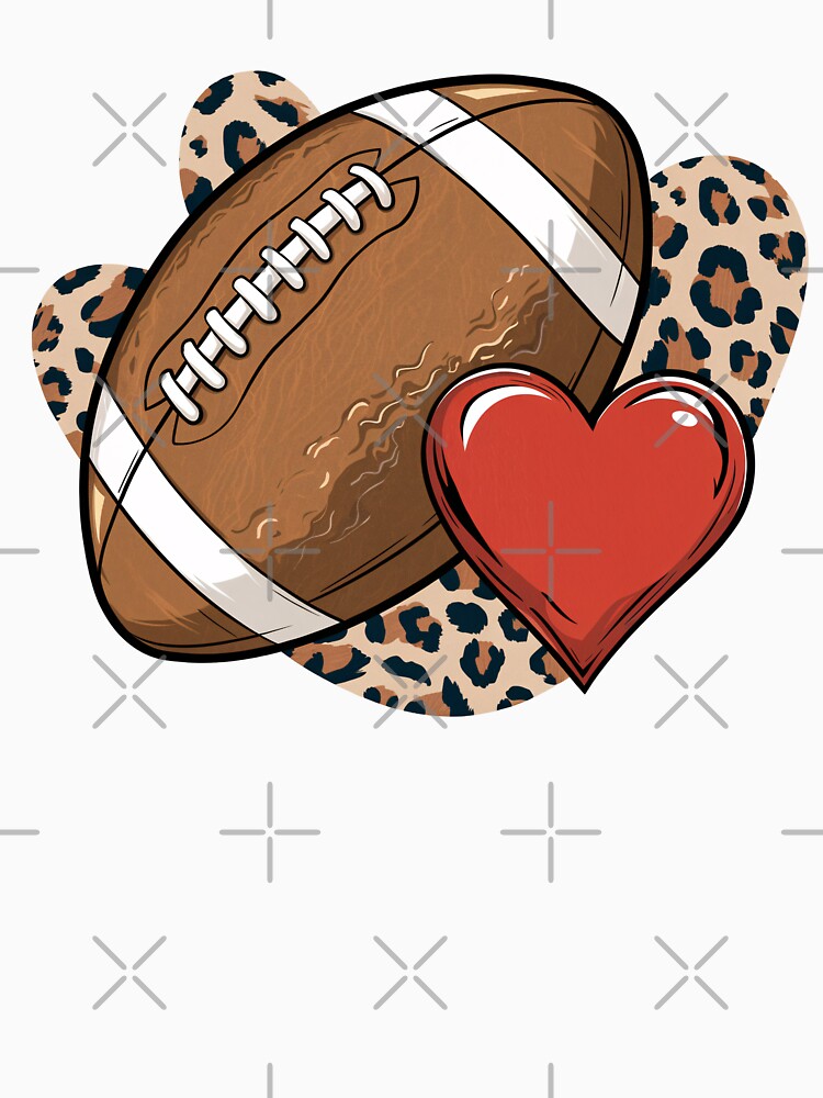 Vintage Football with Heart and Leopard Print Design by Charlietule