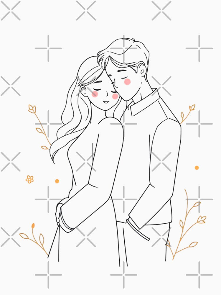Minimalist Love Line Art Couple by Animeture
