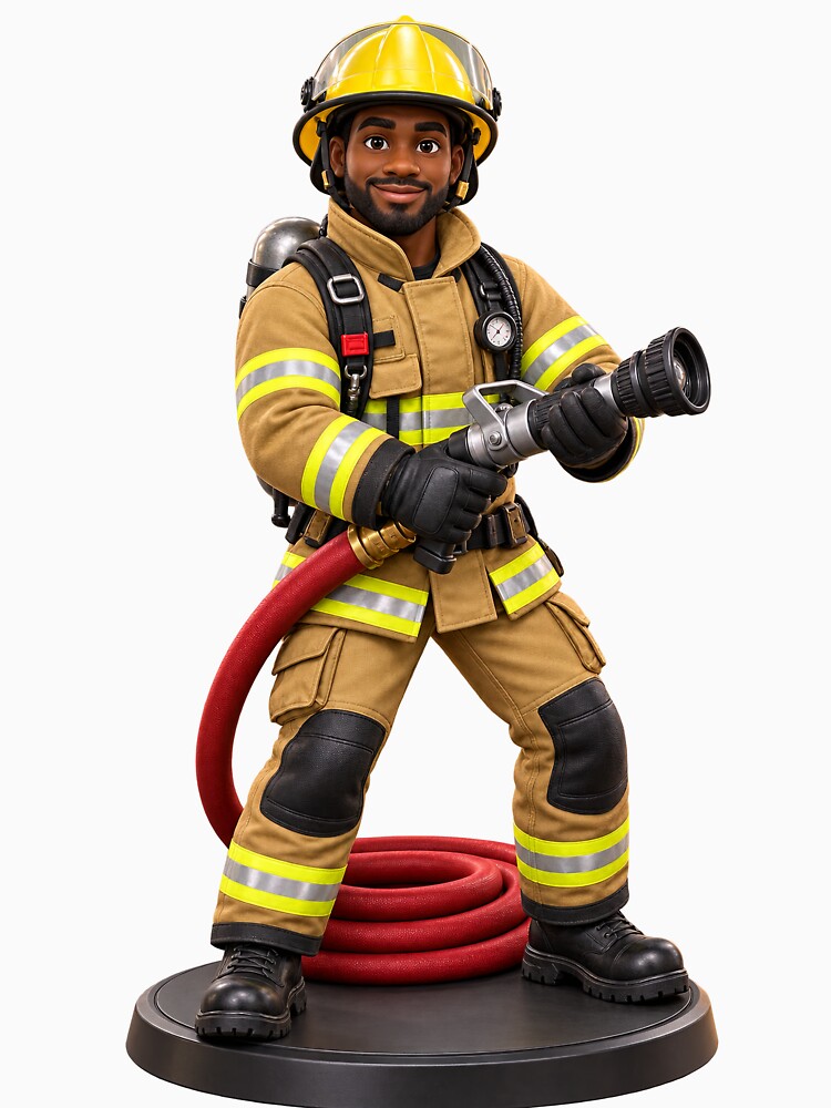 Professional Firefighter 3D Cartoon Character by libanmax