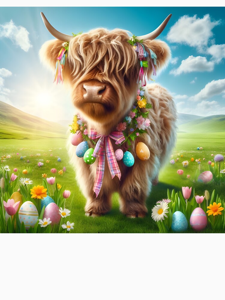 Cute Easter Highland Cow by DT creations