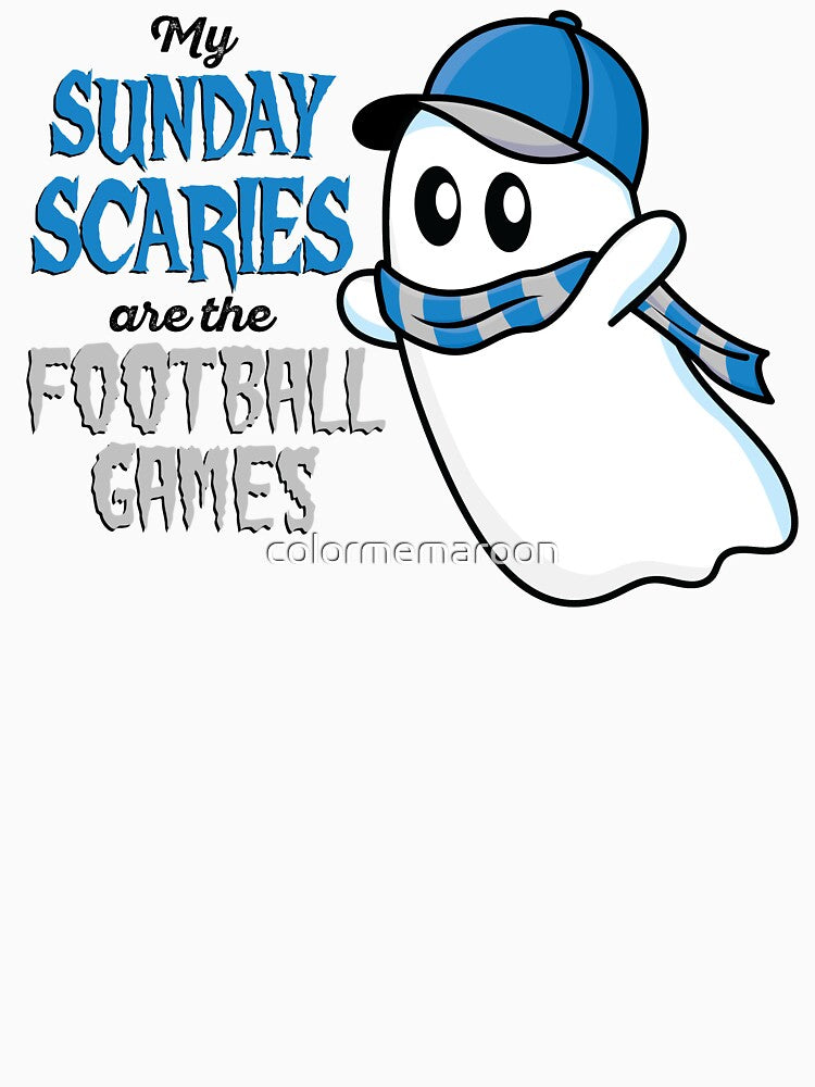 Blue and Silver Football Halloween Ghost Sunday Scaries by colormemaroon