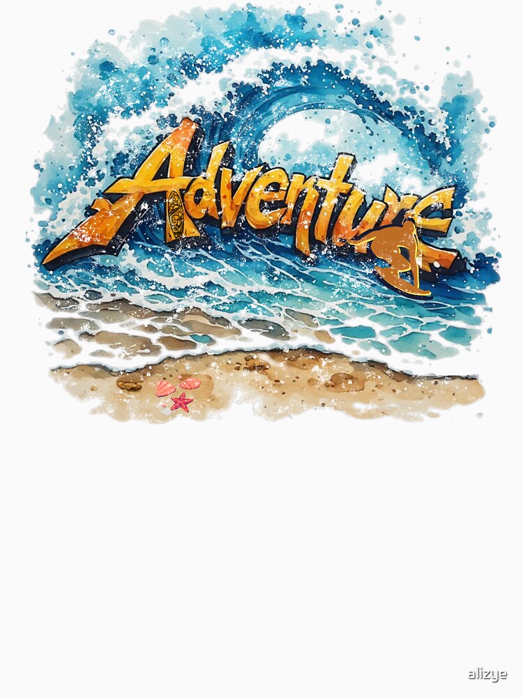 Adventure Wave Watercolor Ocean Art by alizye