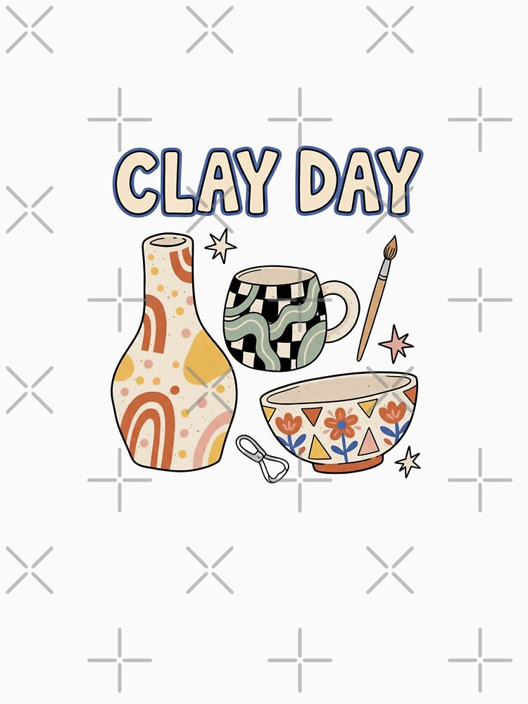 Clay Day Colorful Modern Folk Pottery by GoofyShopp