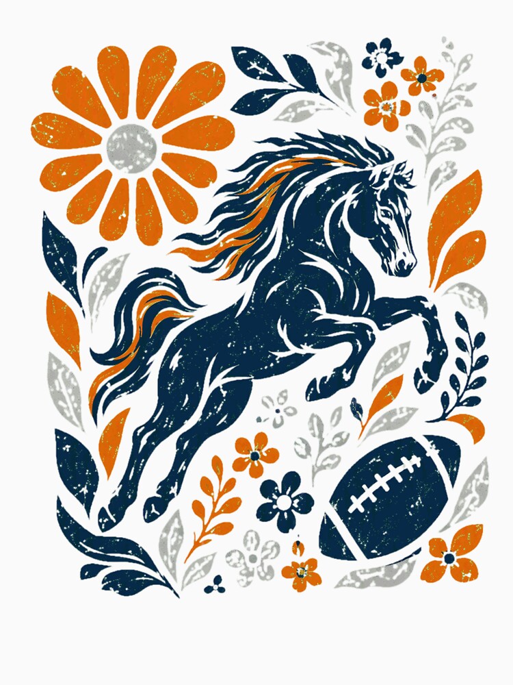 Retro Horse Floral Football Game Day by StanleyBr11648