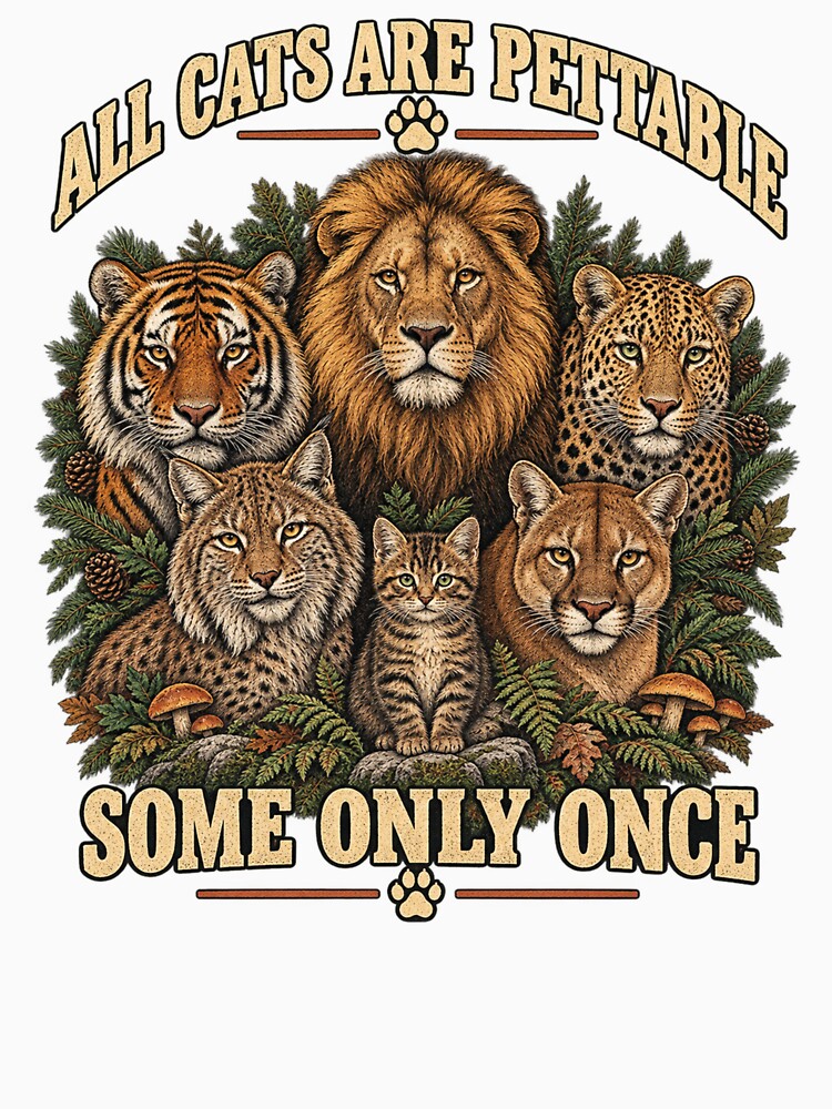 All Cats Are Pettable Some Only Once Vintage Wildcat T-Shirt by DijaMar