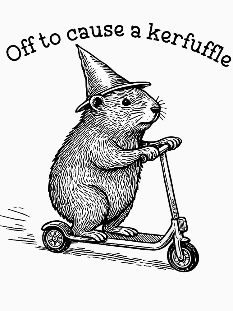 Off to Cause A Kerfuffle Funny Capybara Scooter Chaos Art for Men Women Kids , Capybara Gift Lover by DZIRI NAJAT