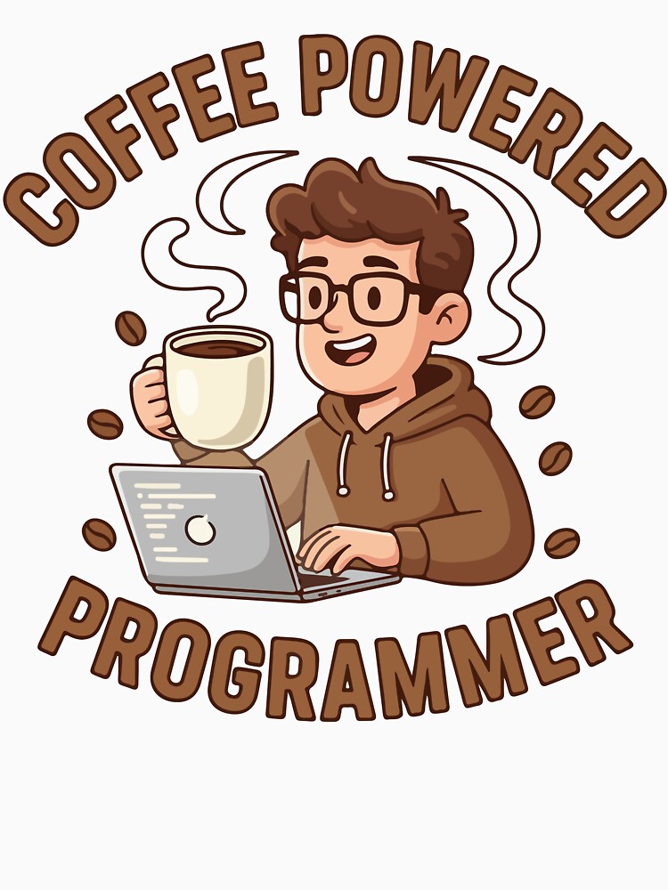 Coffee Powered Programmer T Shirt  Funny Coding & Coffee Lover Design by Design-Pro-21