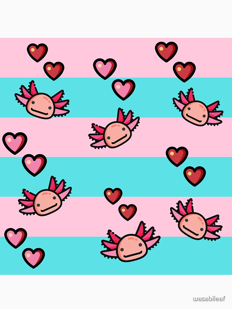 Pink Axolotl Love in the Water Shower Curtain by wasabileaf