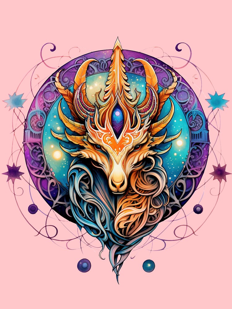 Celestial Aries Zodiac – Cosmic Ram Sacred Geometry Art by VinMerch