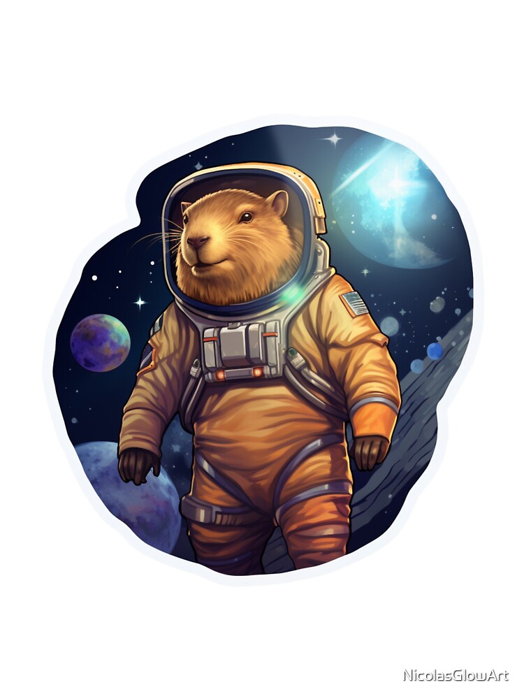 Astro Capybara In Space | Sticker by NicolasGlowArt