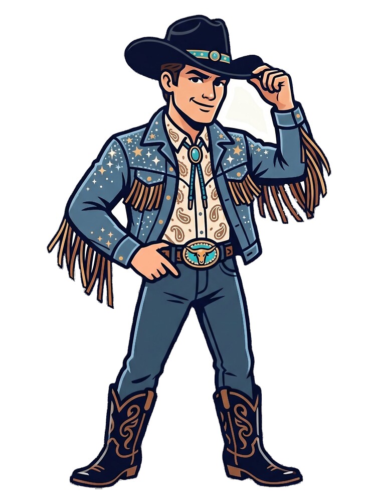 Cowboy Aesthetic Illustration – Retro Western Ranch Style Character by VeltriX Store