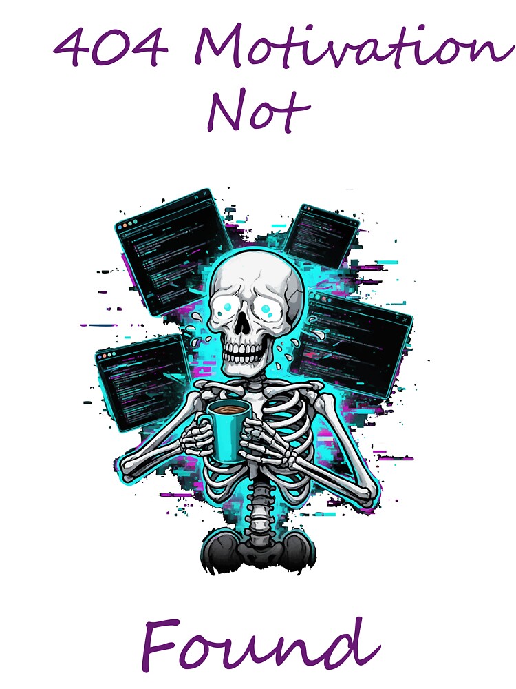 404 Motivation Not Found – Funny Programmer Coding Humor Skeleton Shirt by Bad7Wear
