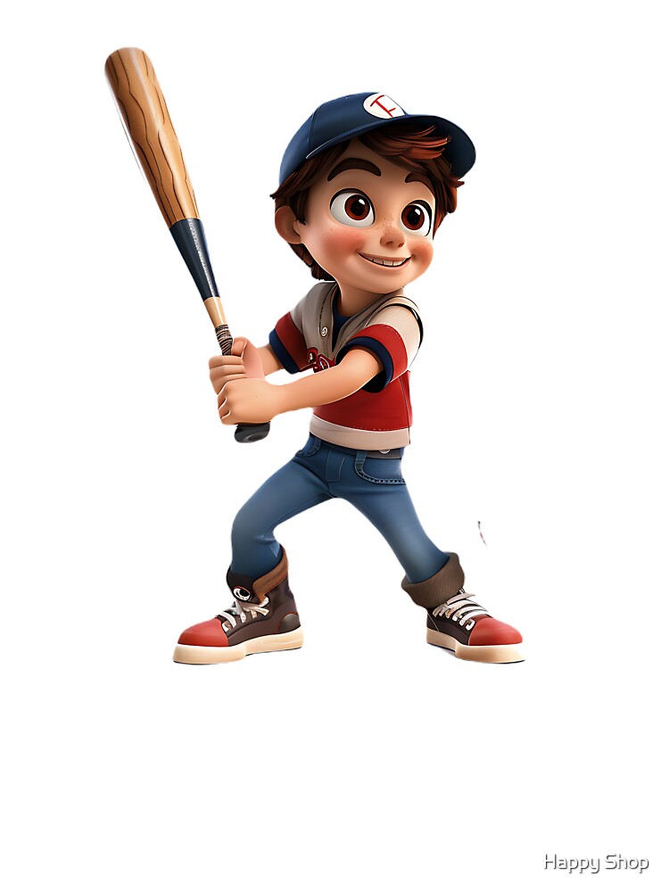 3dendering boy holding a baseball bat for baseball lovers by Happy Shop