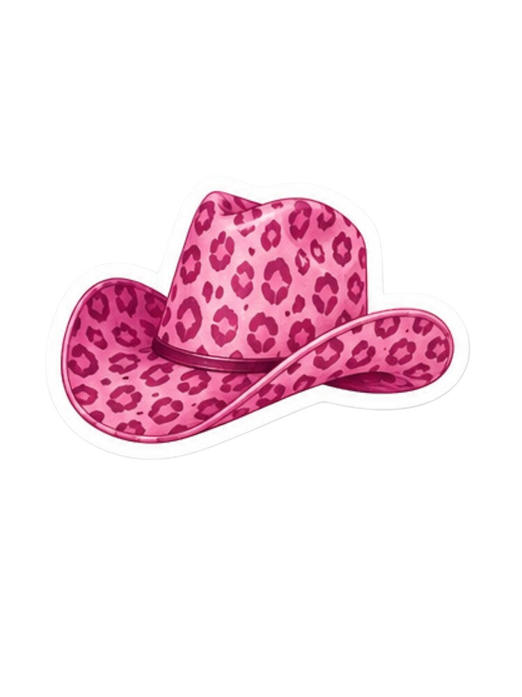 Pink Leopard Print Cowgirl Hat by Velvet Cherry Studio