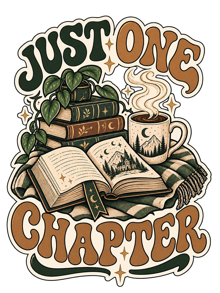 Just One More Chapter Retro Book Lover Reading Vintage by LuminoSky Creations