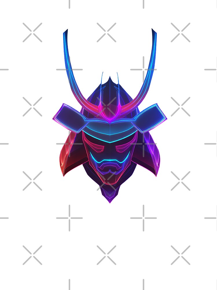 Neon Samurai Mask – Futuristic Warrior in Vaporwave Colors by Alphakenon