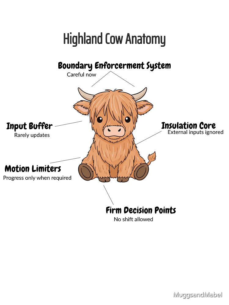 Highland Cow Anatomy - Funny Scottish Cow Illustration by MuggsandMabel
