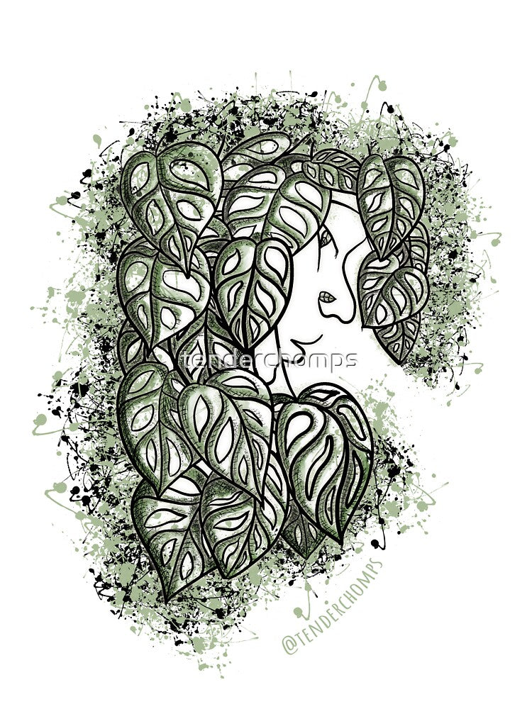 Abstract Monstera Plant Lady by tenderchomps