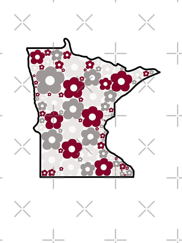 Minnesota Groovy Flowers Maroon and Grey by ehalverson101