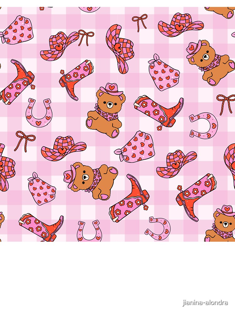 Pink Western Cowboy Bear Pattern by jianina-alondra