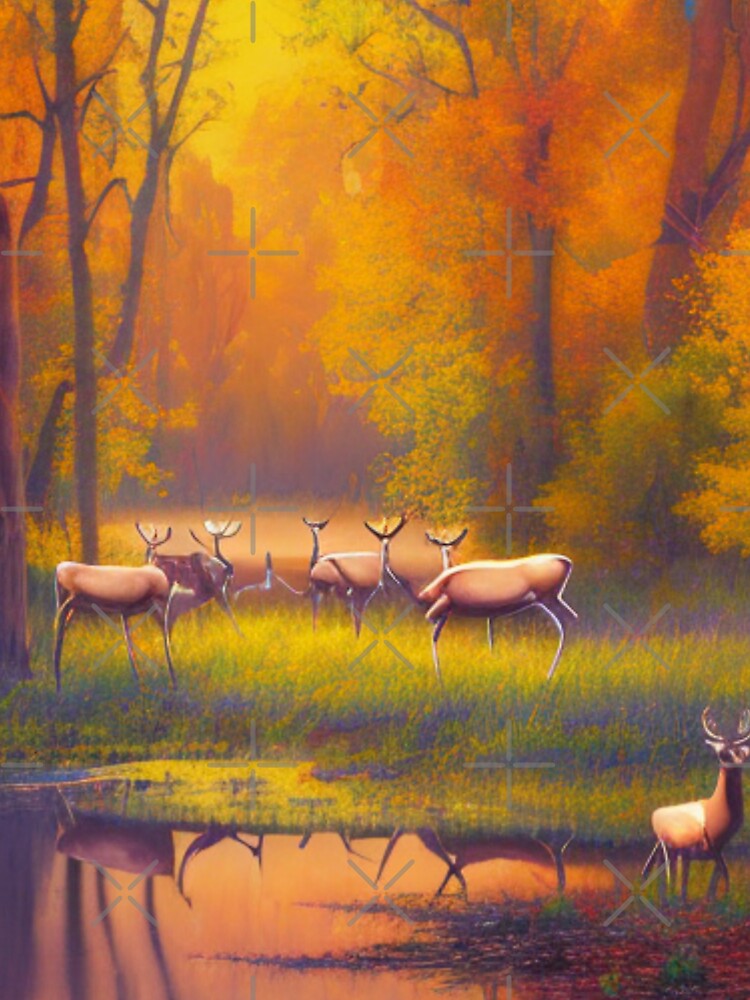 Deer Gathering at the Magic Spring by WBP Mart