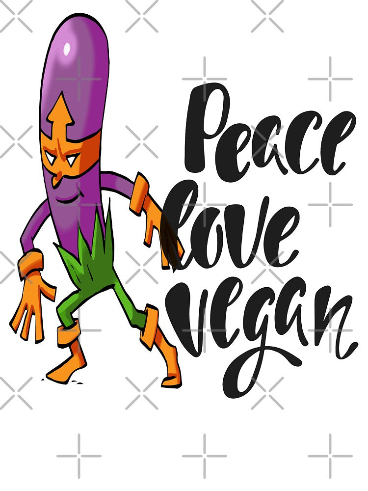 Peace Love Vegan Eggplant Hero Foodie Vegetable Superhero by ProjectX23