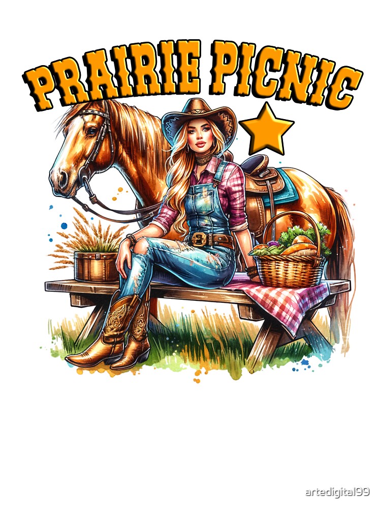 Wild West Cowgirl Vibes- Prairie picnic - Tshirts, Mugs, Stickers & More by artedigital99
